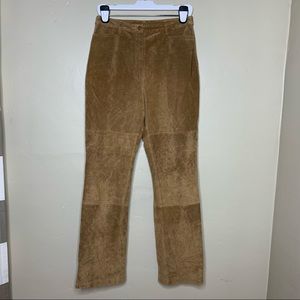 MASSINI Pants SUEDE Leather Tan Straight Leg Lined Size 10
